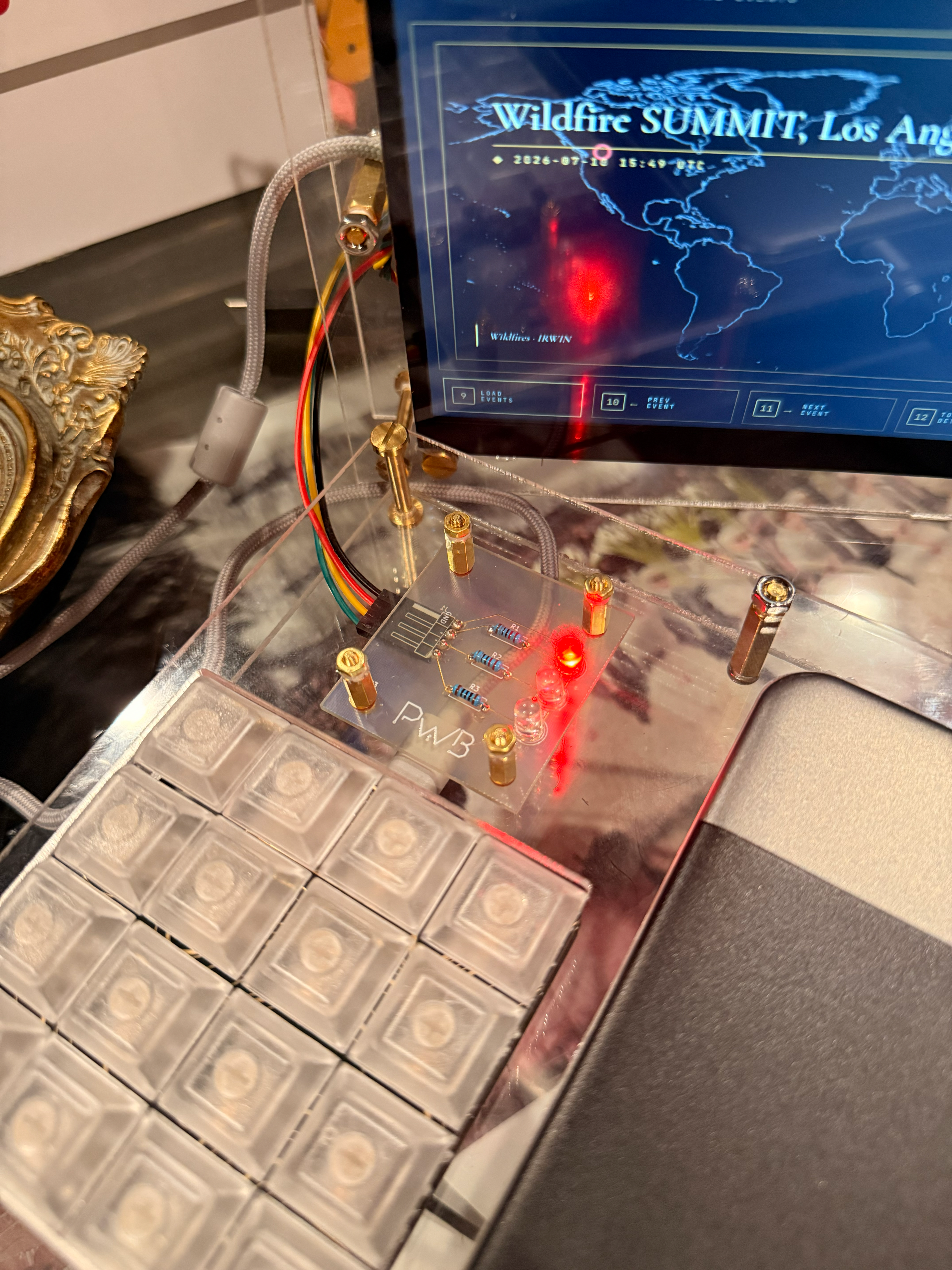 The Raspberry Pi-powered cyber deck, on a desk.